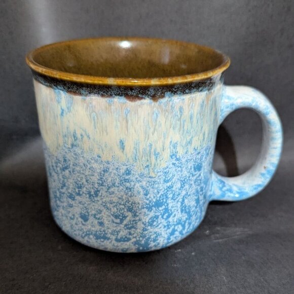 Rustic Blue & Brown Ceramic Mug With Speckled Design & Earthy Finish beach - Picture 2 of 9